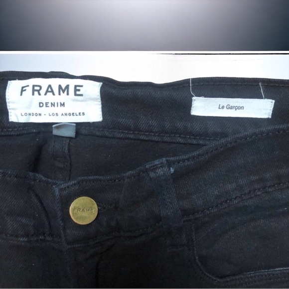 FRAME Denim Jeans Le Garçon `Film Noir’ Black Size 27 Pre-Loved - Picture 11 of 13